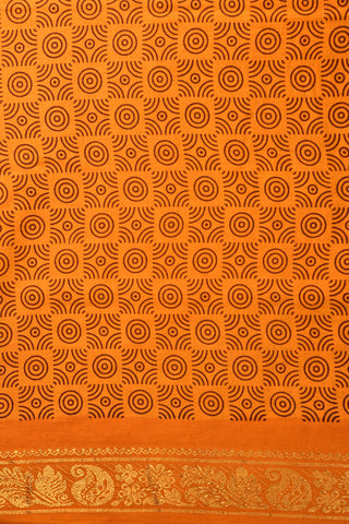 Contrast Border Dark Orange Sungudi Cotton Saree