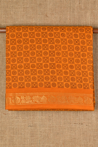 Contrast Border Dark Orange Sungudi Cotton Saree