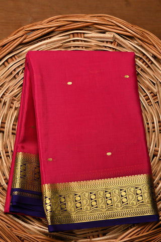 Dark Reddish Pink Mysore Silk Saree