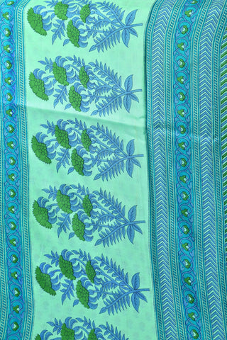 Floral Sea Green Printed Silk Saree
