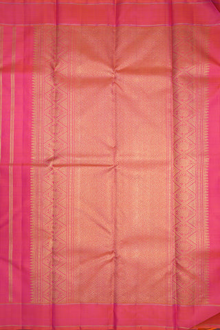 Peacock Chakram Checks Hot Pink Kanchipuram Silk Saree