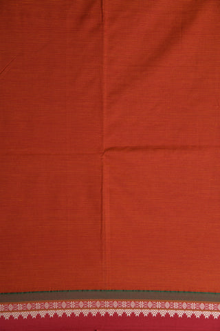 Rudraksh And Floral Border Orange Dharwad Semi Cotton Saree