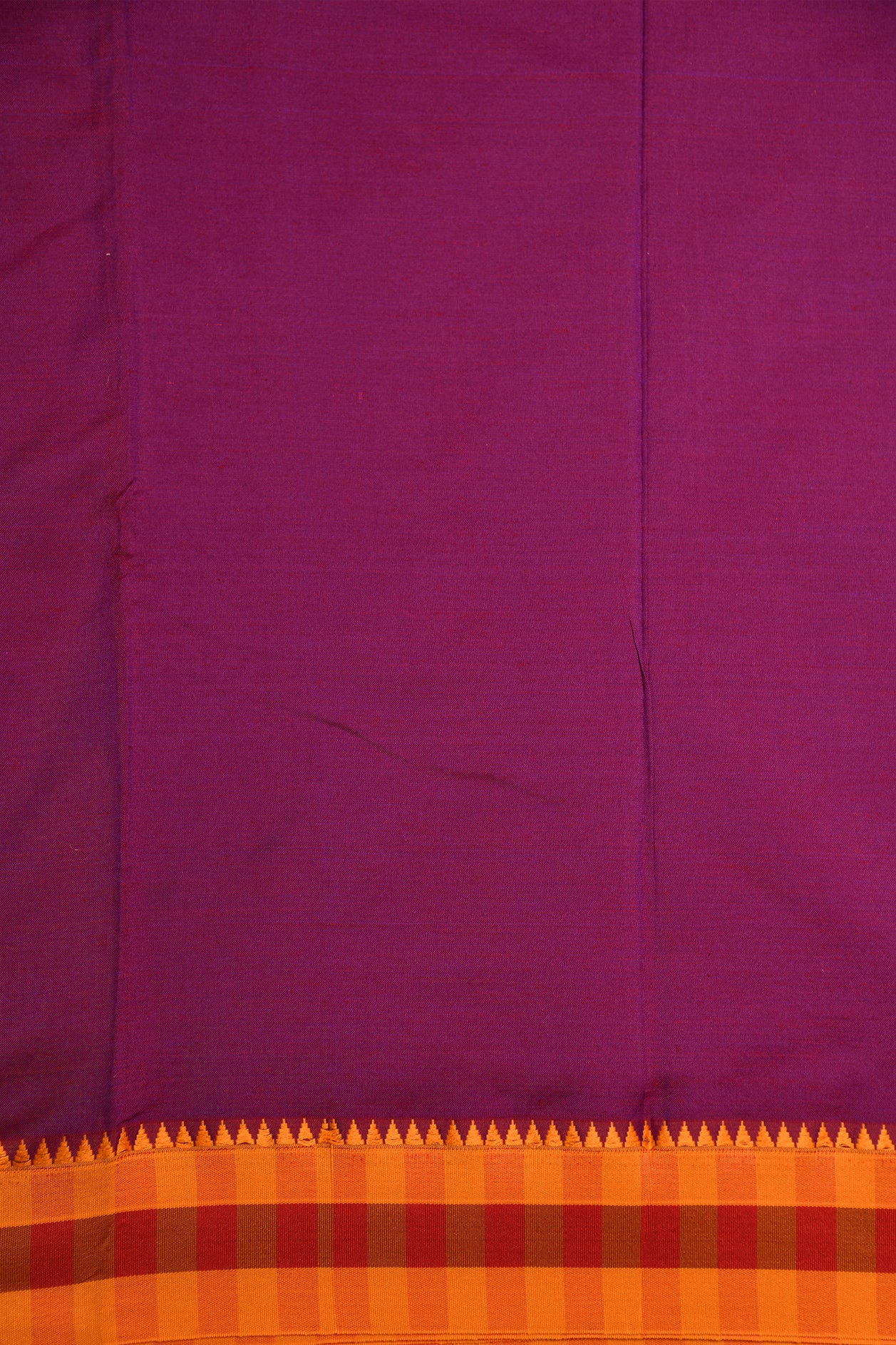 Checked And Temple Border In Purple Dharwad Cotton Saree