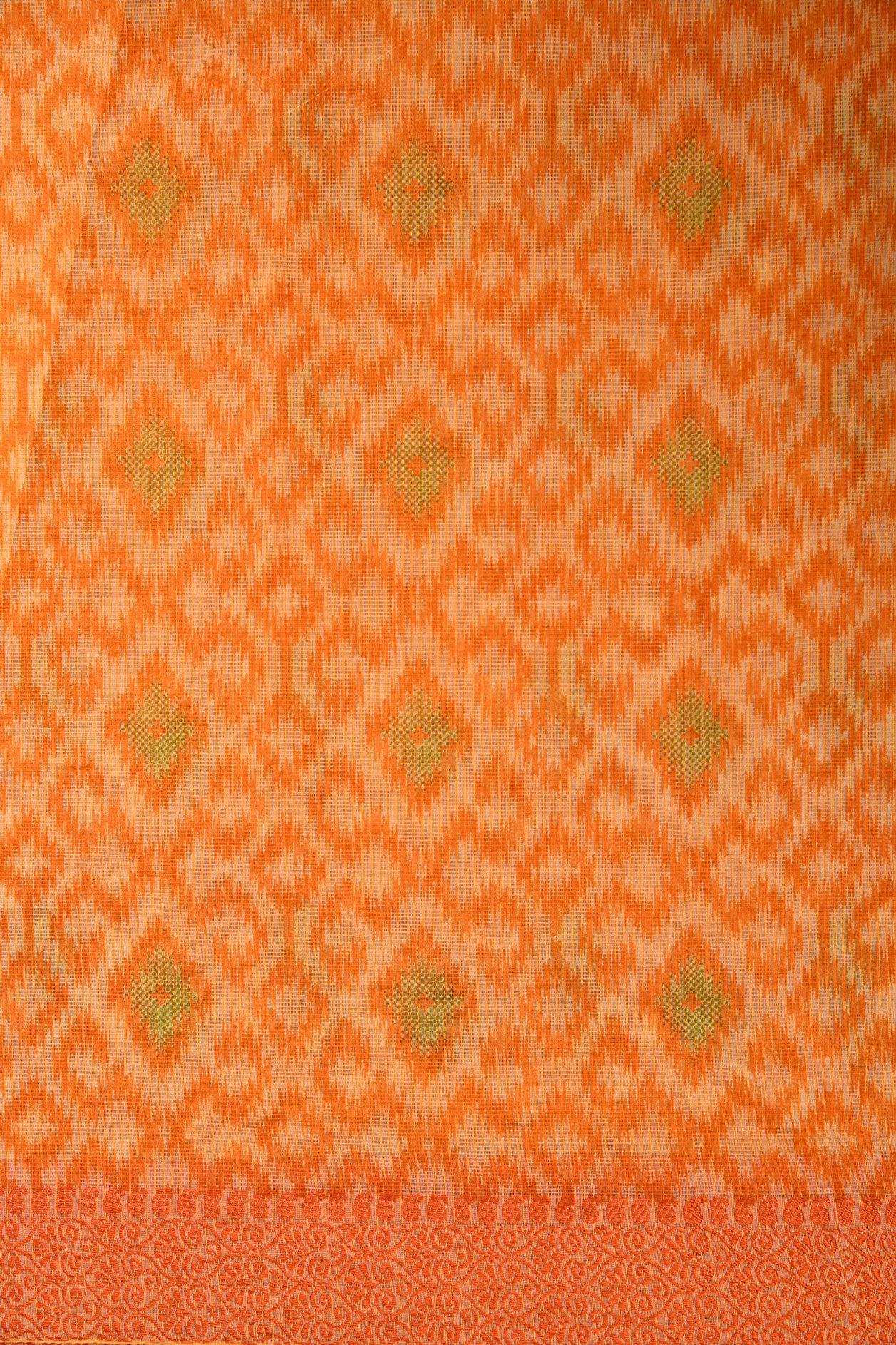 Diamond Design Light Orange Kota Cotton Saree