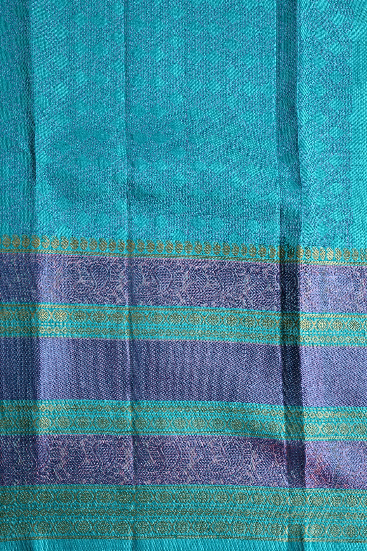 Peacock Design Thread Work Blue Kanchipuram Silk Saree