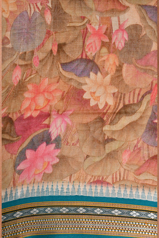 Digital Floral Printed Multicolor Vidarbha Tussar Saree