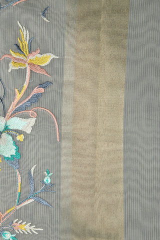 Embroidery Work Floral Grey Kota Saree