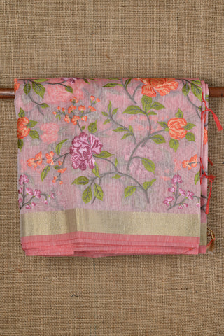 Embroidery Work Floral Pastel Pink Kota Saree