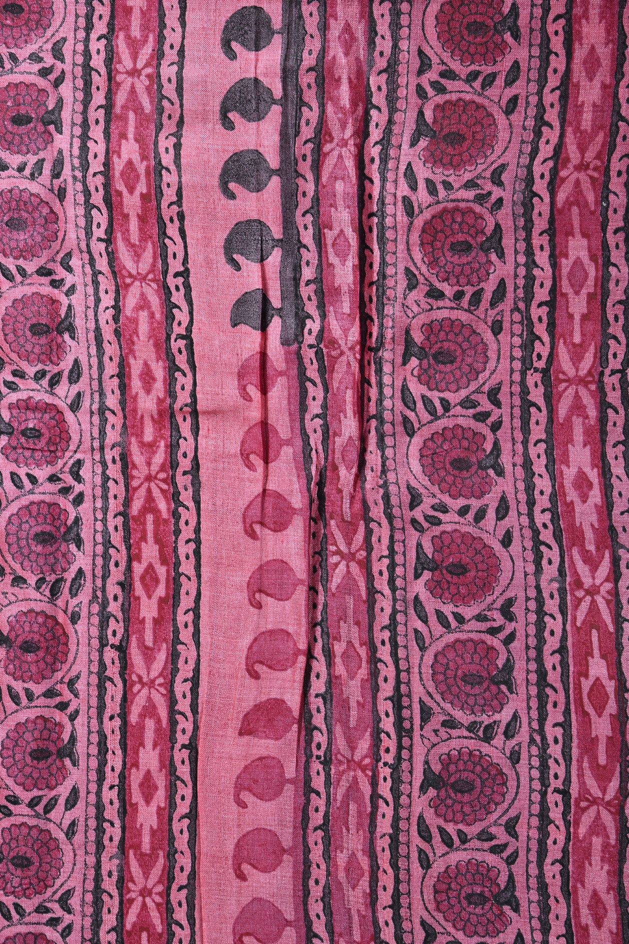 Floral Border Design Coral Pink Tussar Saree