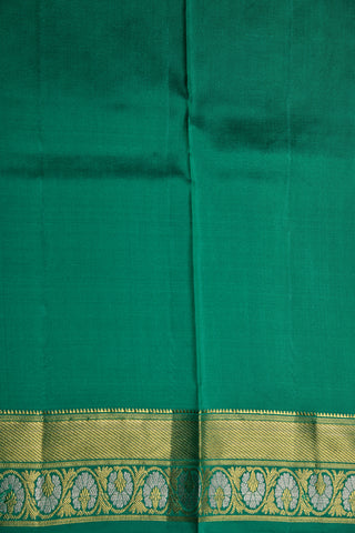 Gold and Silver Zari Butta Fern Green Kanchipuram Silk Saree