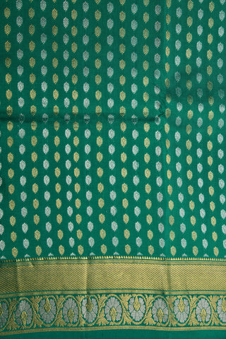 Gold and Silver Zari Butta Fern Green Kanchipuram Silk Saree