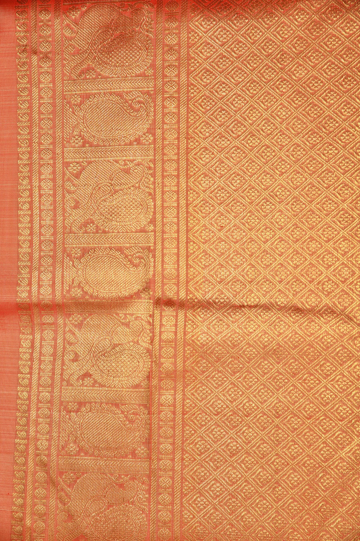 Floral Butta Pastel Orange Kanchipuram Silk Saree