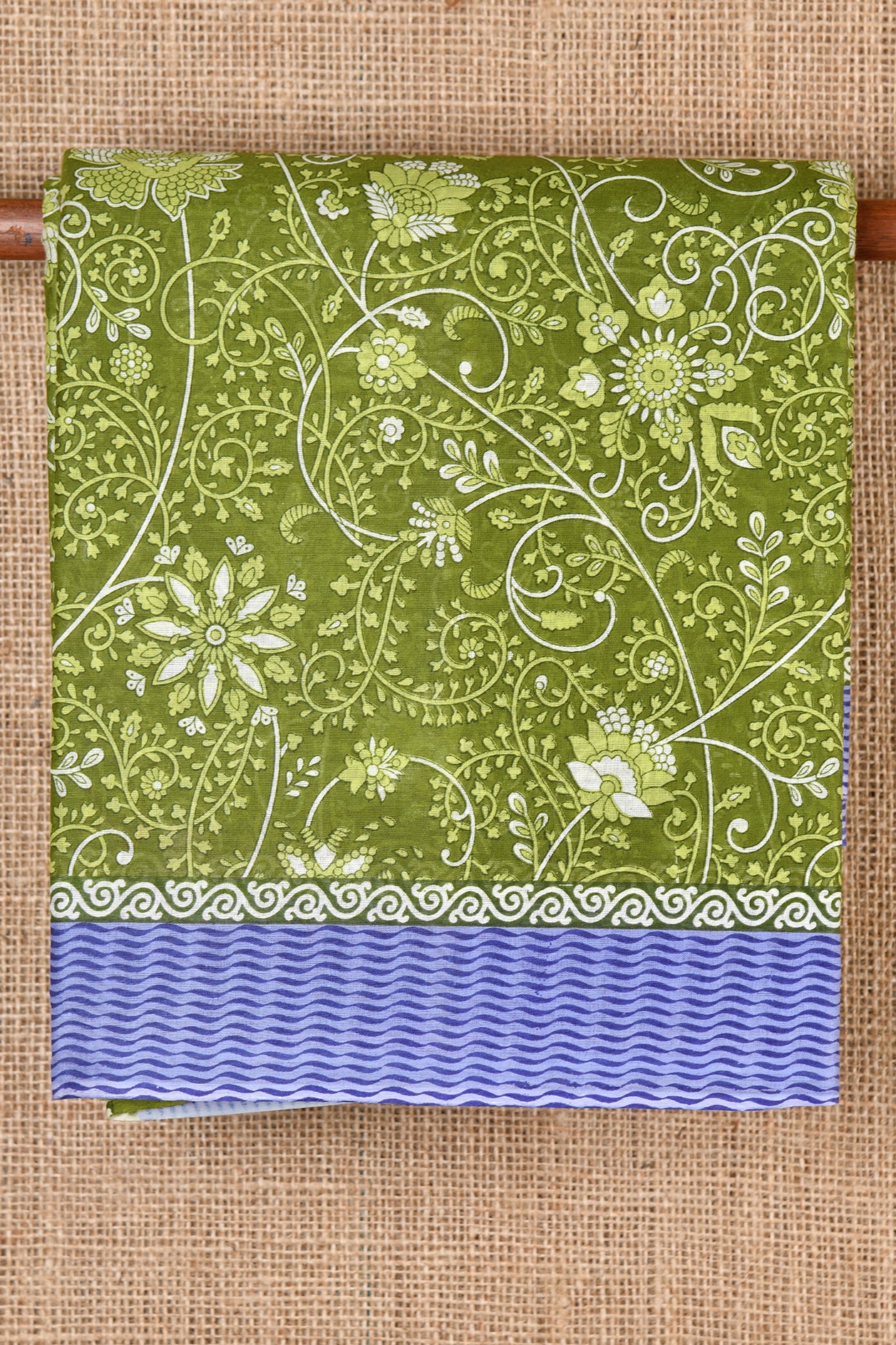 Floral Design Green Ahemedabad Cotton Saree