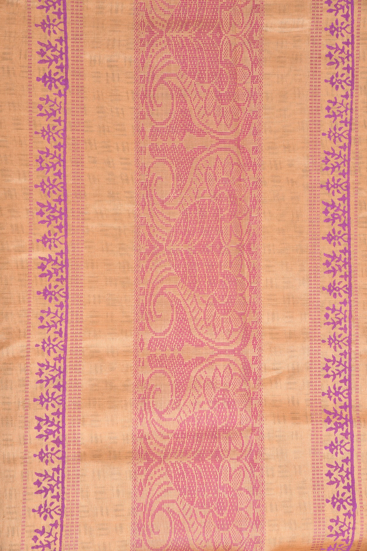 Floral Design Green Block Printed Silk Cotton Saree