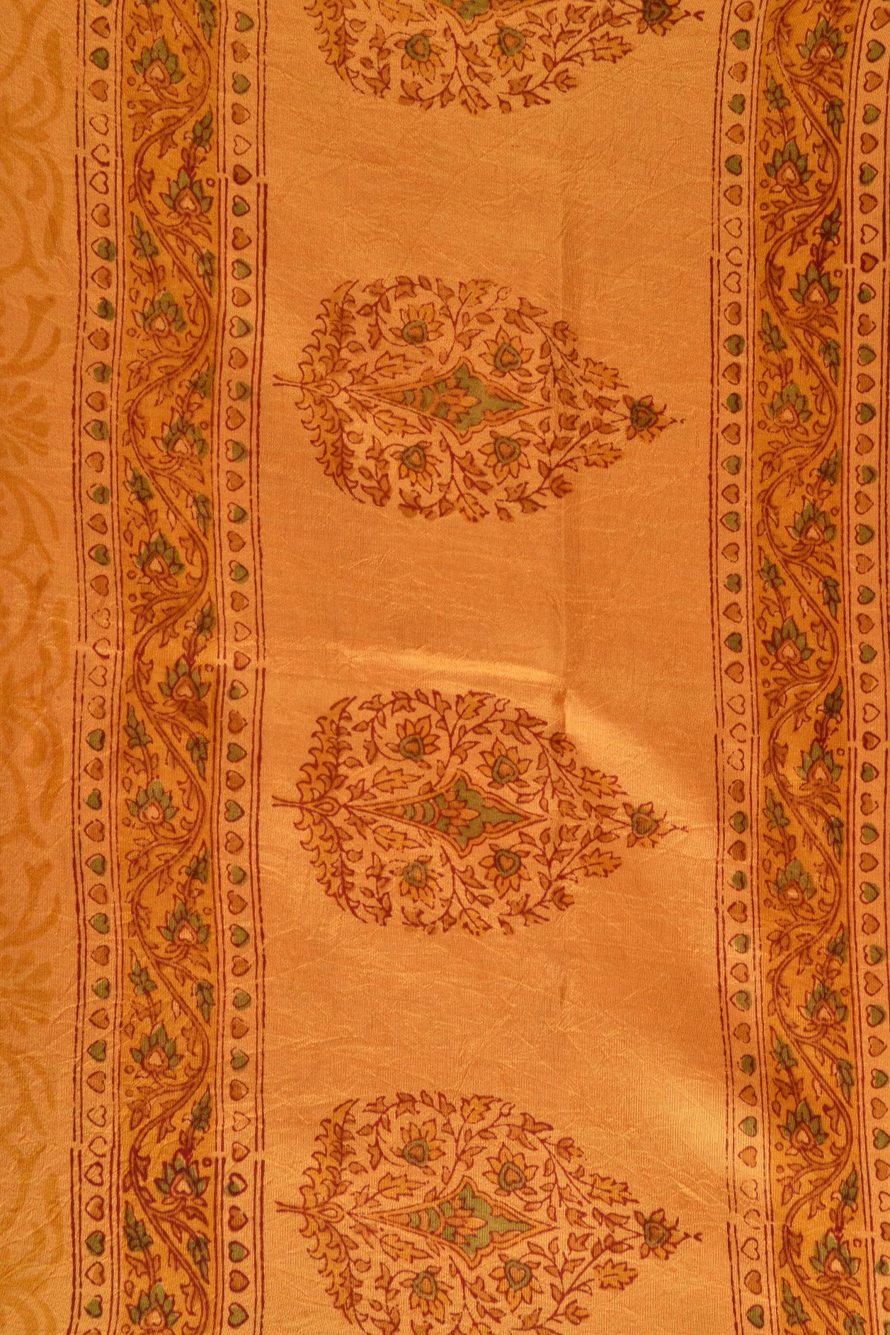 Floral Design Mustard Printed Silk Saree
