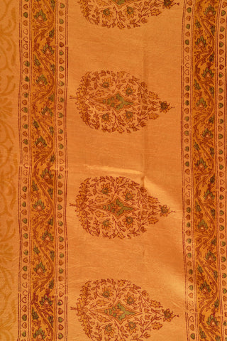 Floral Design Mustard Printed Silk Saree