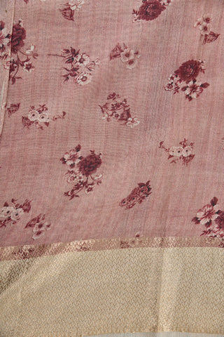 Soft Purple Floral Printed Tussar Saree