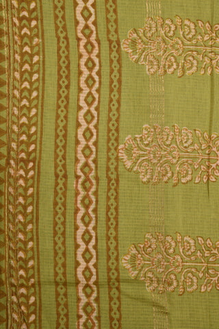 Floral Design Olive Green Maheshwari Cotton Saree