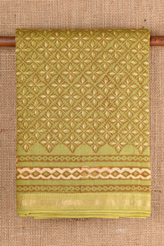 Floral Design Olive Green Maheshwari Cotton Saree