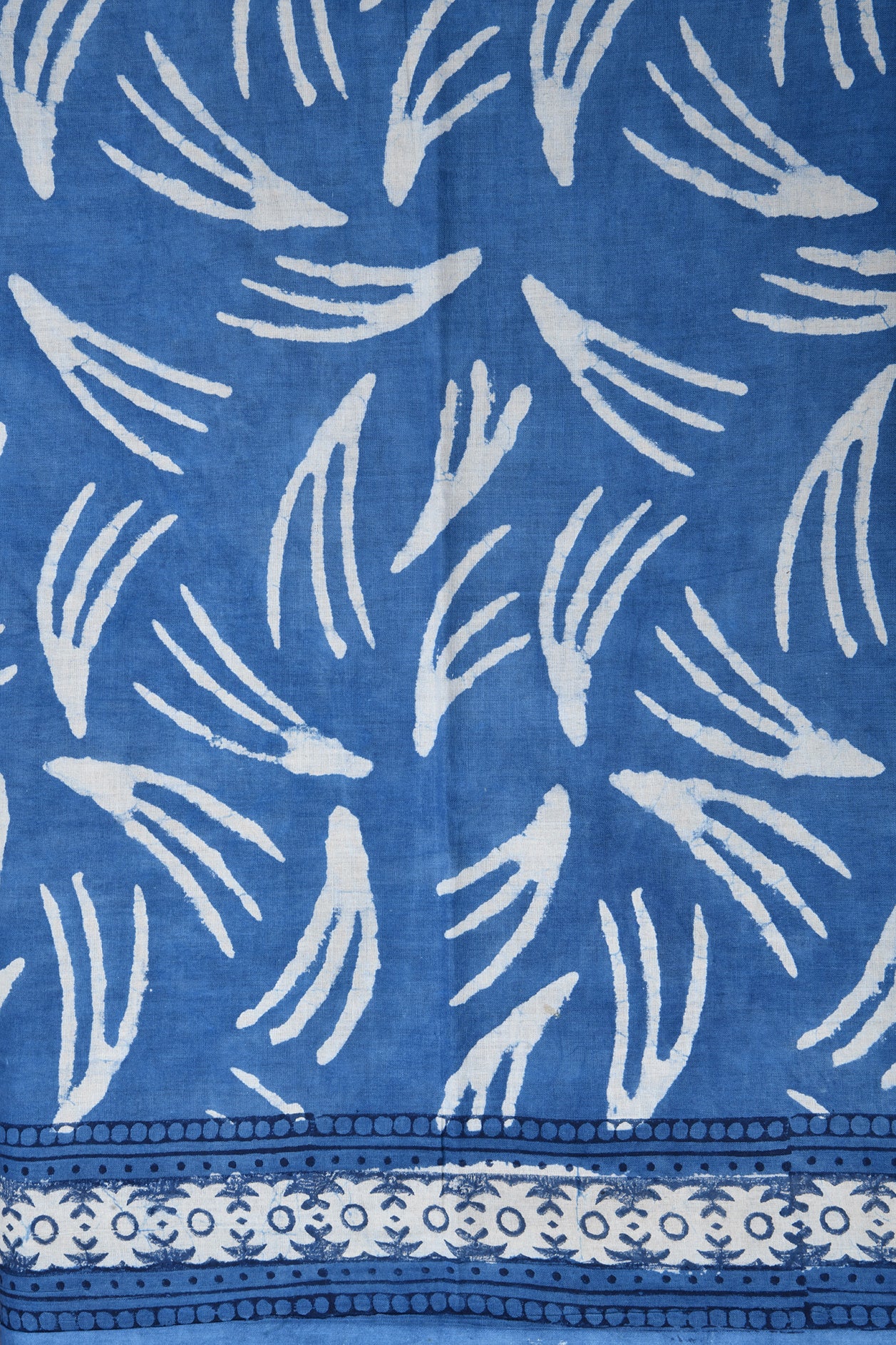 Floral Motif Blue jaipur Cotton Saree