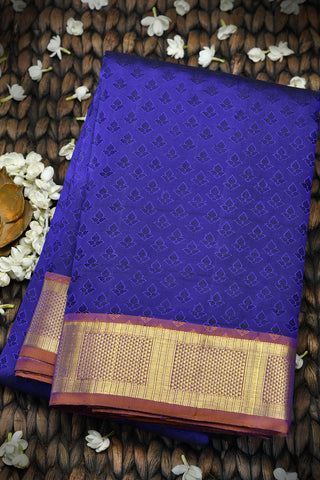 Floral Motif Blue Kanchipuram Silk Saree