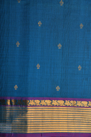 Floral Motif Blue Venkatagiri Cotton Saree