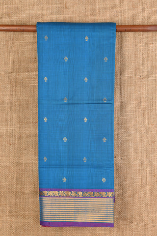 Floral Motif Blue Venkatagiri Cotton Saree