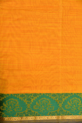 Floral Motif Border Marigold Kora Silk Cotton Saree