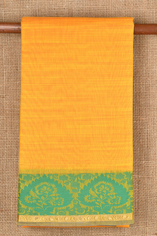 Floral Motif Border Marigold Kora Silk Cotton Saree