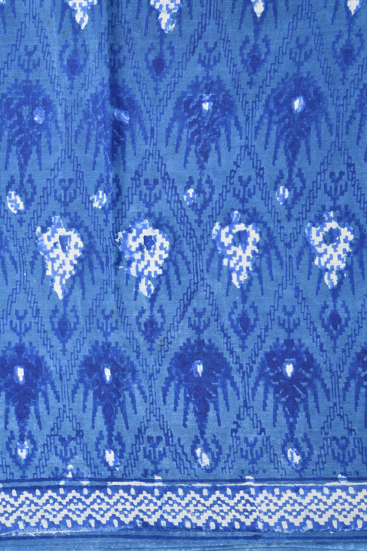 Floral Motif Cobalt Blue Jaipur Cotton Saree