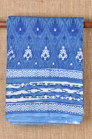 Floral Motif Cobalt Blue Jaipur Cotton Saree