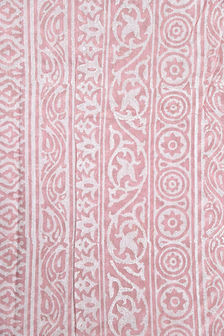 Floral Motif Dusty Pink Chanderi Cotton Saree