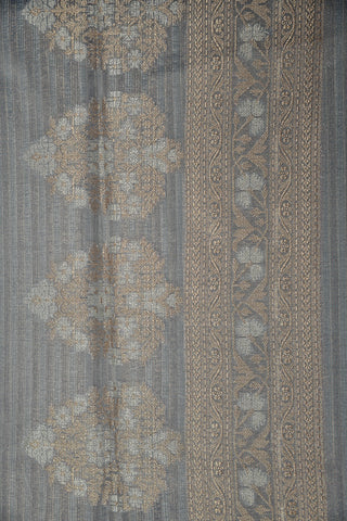 Floral Motif Embroidery Work Grey Kota Saree