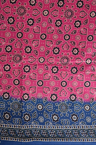Floral Pattern Pink Ahmedabad Cotton Saree