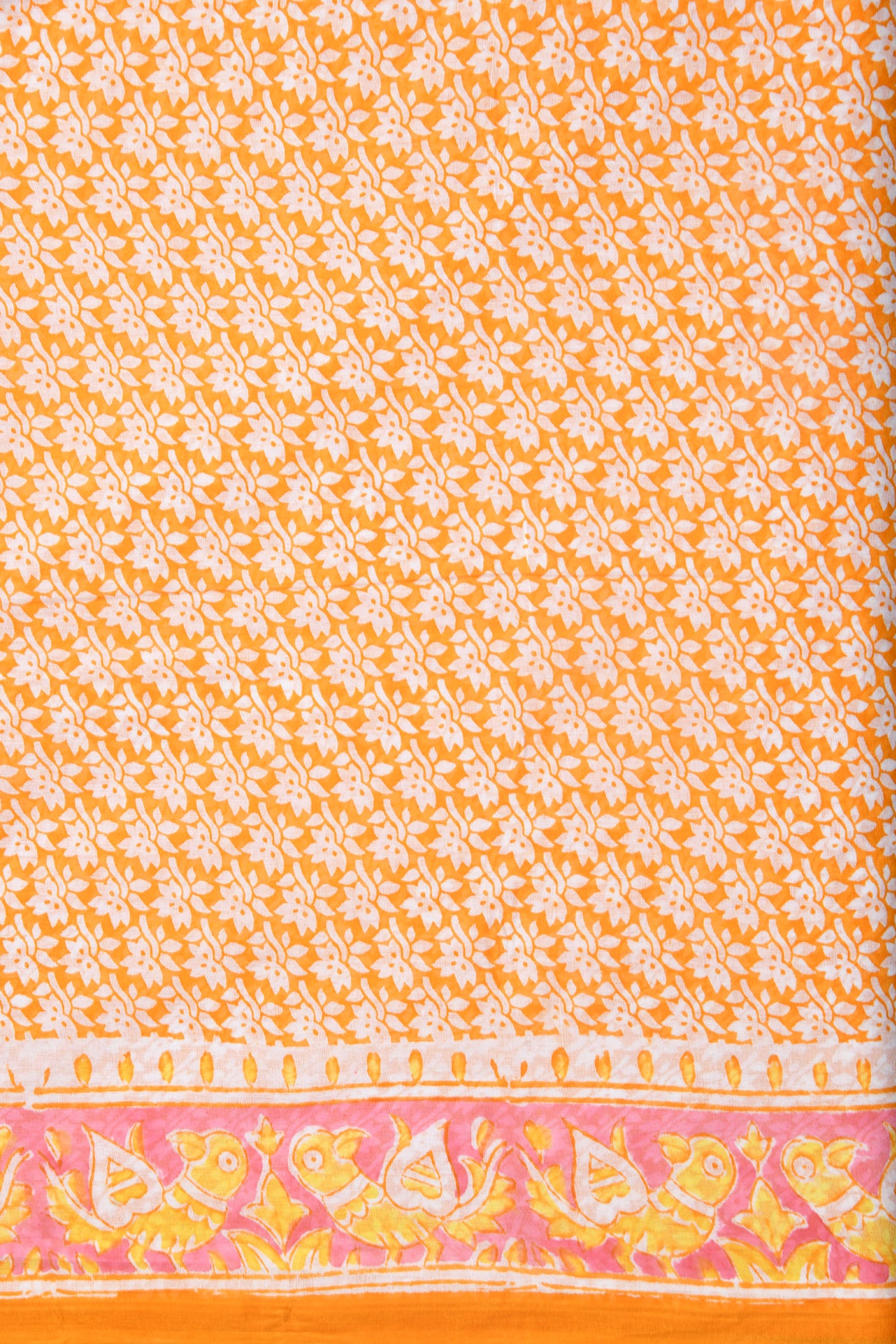 Floral Motif Orange Hyderabad Cotton Saree