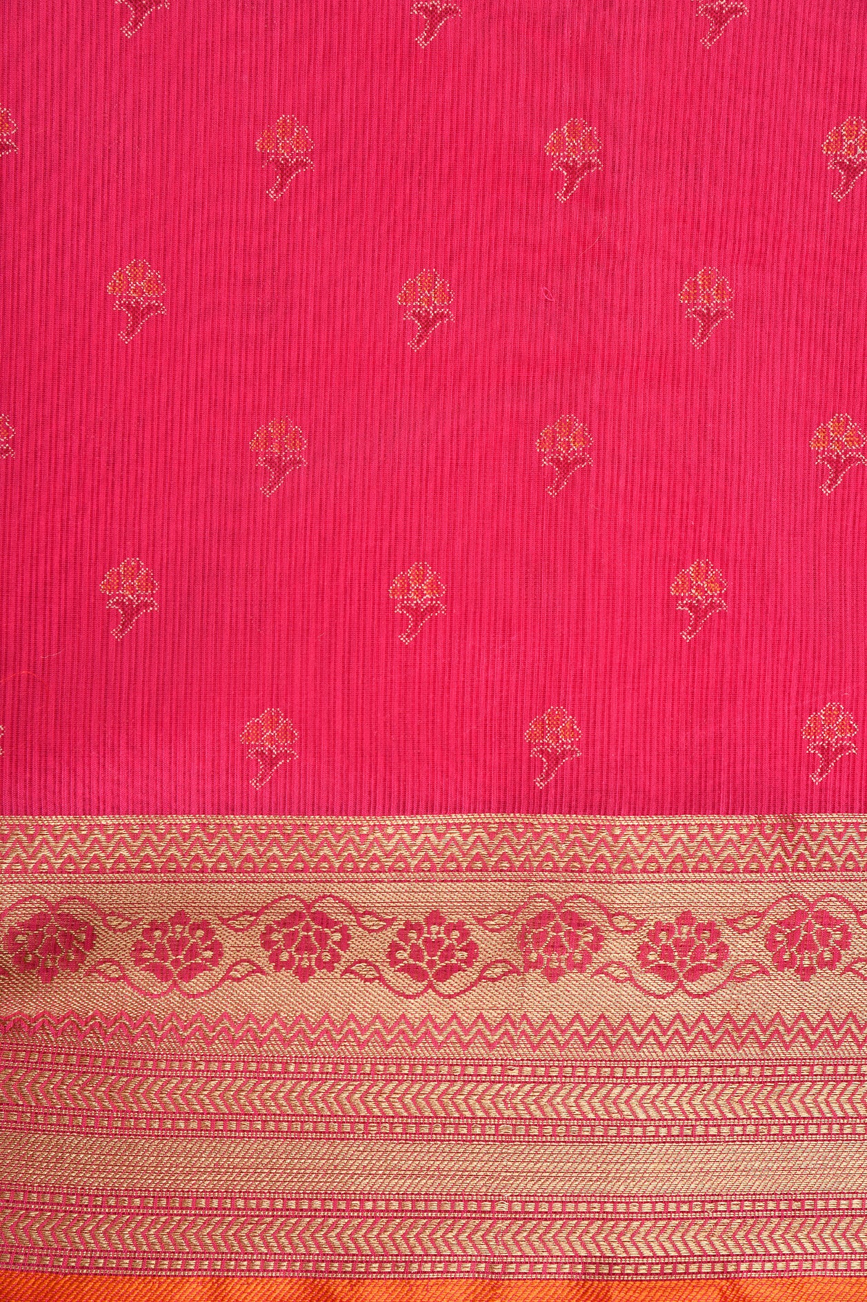Floral Motif Pink Kota Cotton Saree