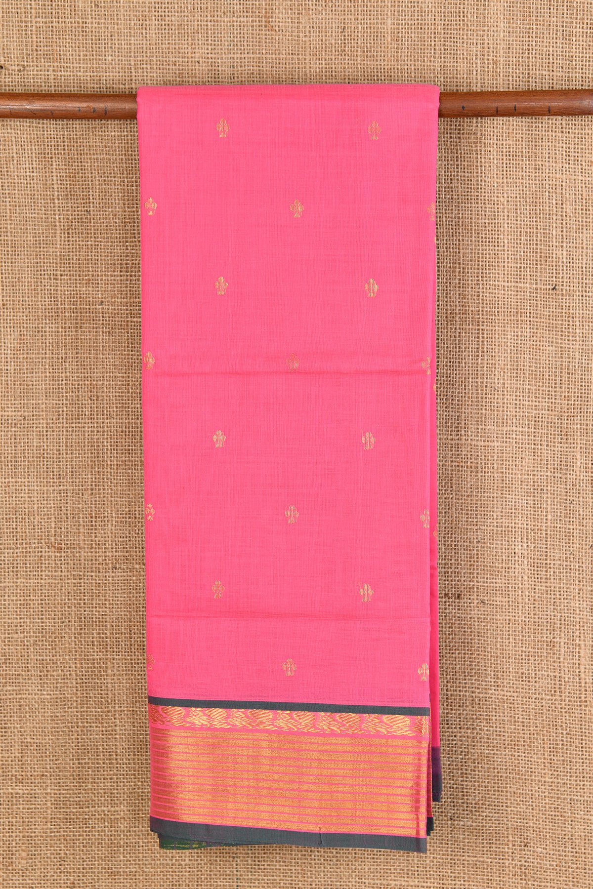 Floral Motif Rose Pink Venkatagiri Cotton Saree