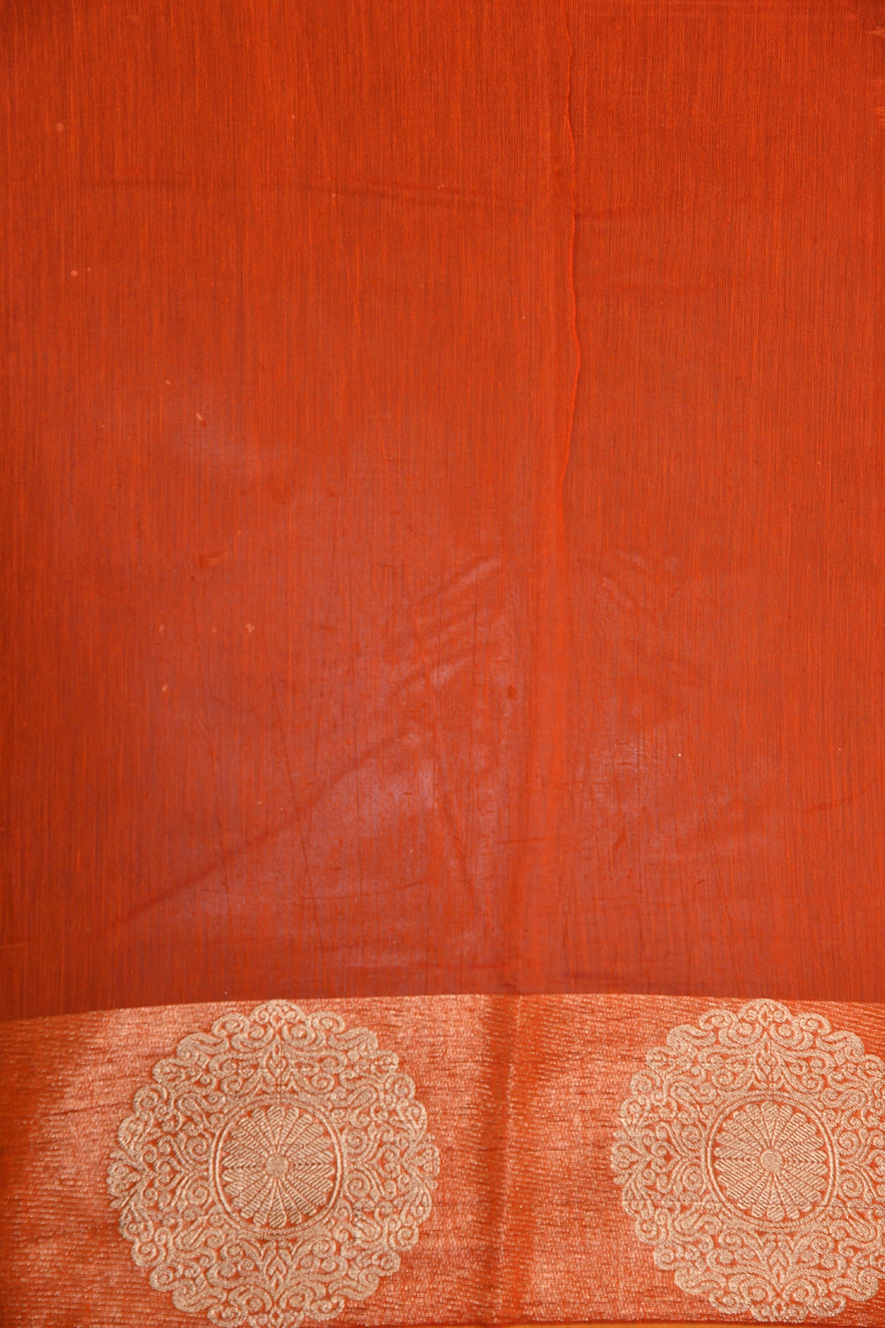 Floral Motif Rust Kora Silk Cotton Saree