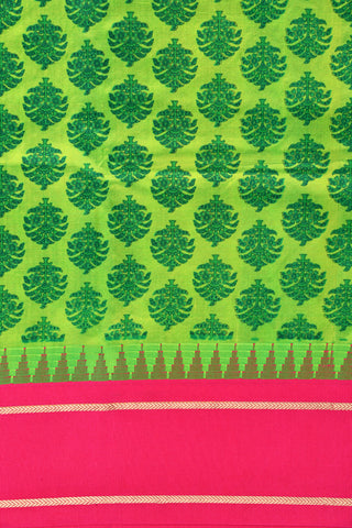 Floral Motif With Sap Green Printed Silk Saree