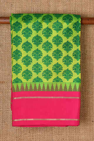 Floral Motif With Sap Green Printed Silk Saree