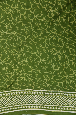 Floral Motif Green Jaipur Cotton Saree