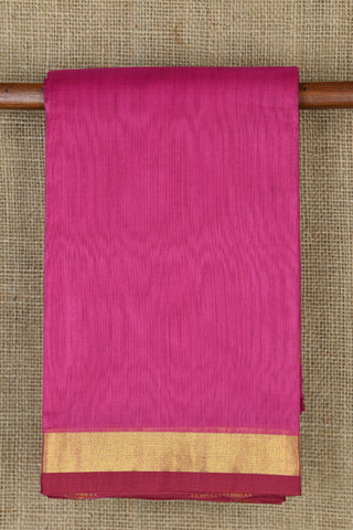 Zari Border In Plain Magenta Pink Kora Silk Cotton Saree