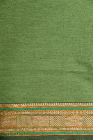 Geometric Border Green Poly Cotton Saree