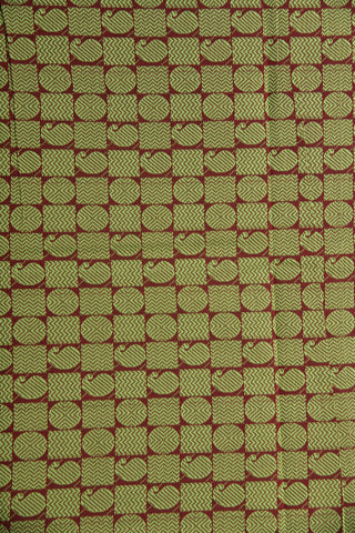 Geometric Border Green Poly Cotton Saree