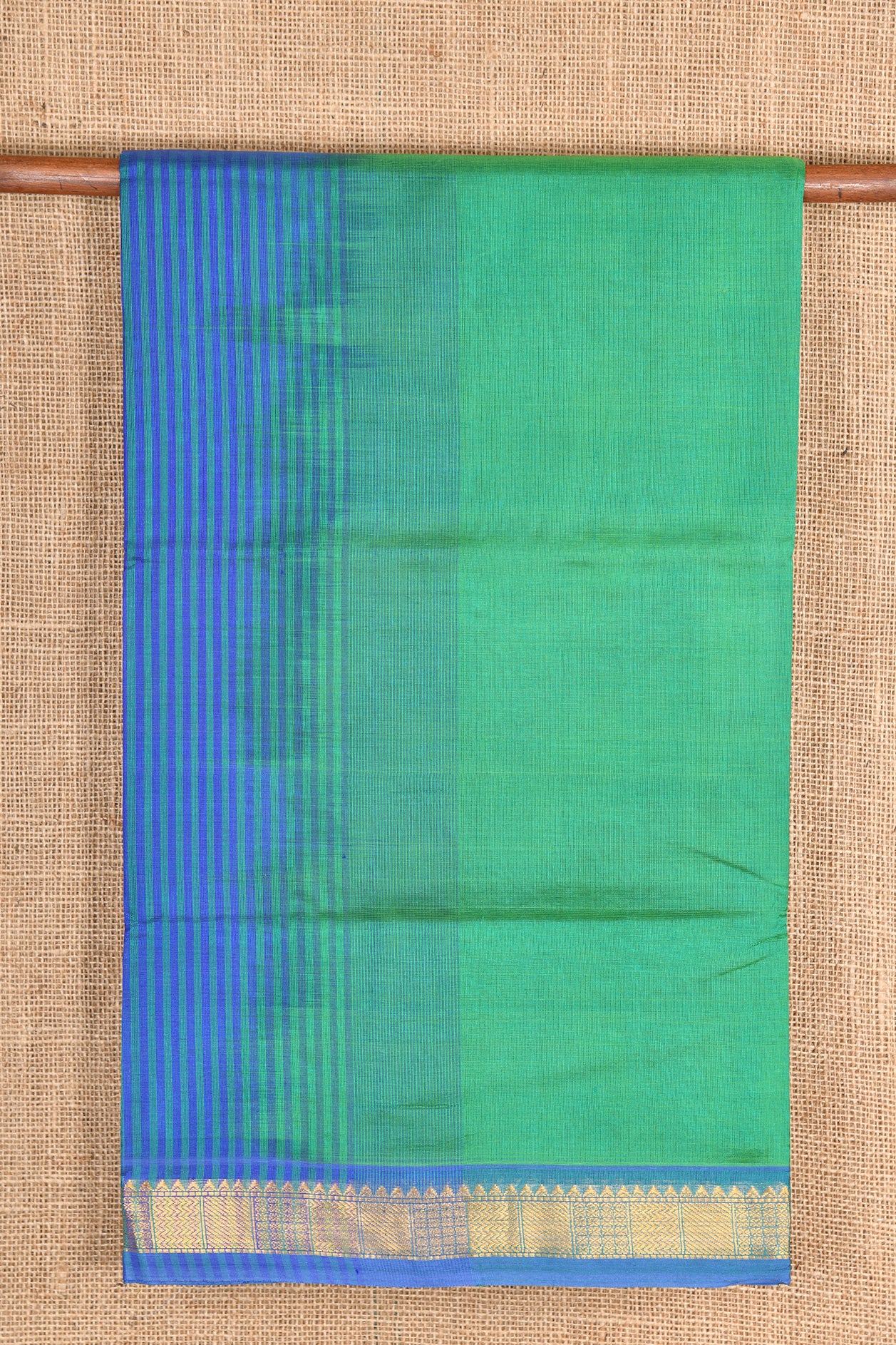 Geometric Border Green Silk Cotton Saree
