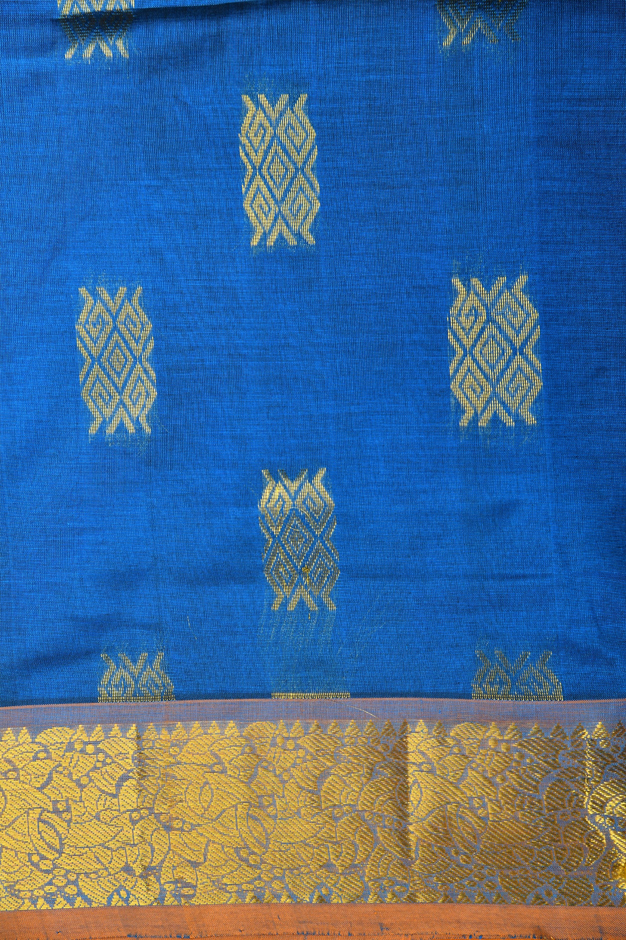 Geometric Design Blue Silk Cotton Saree