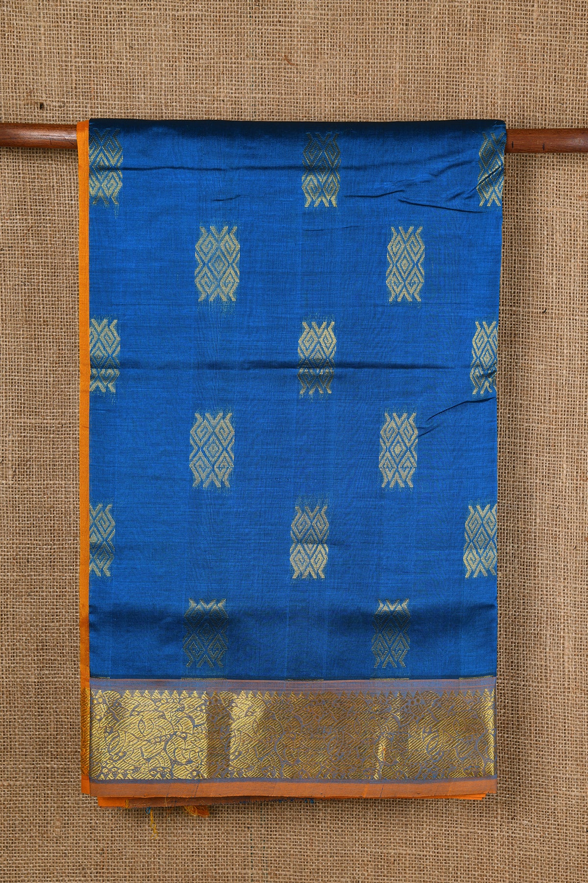 Geometric Design Blue Silk Cotton Saree