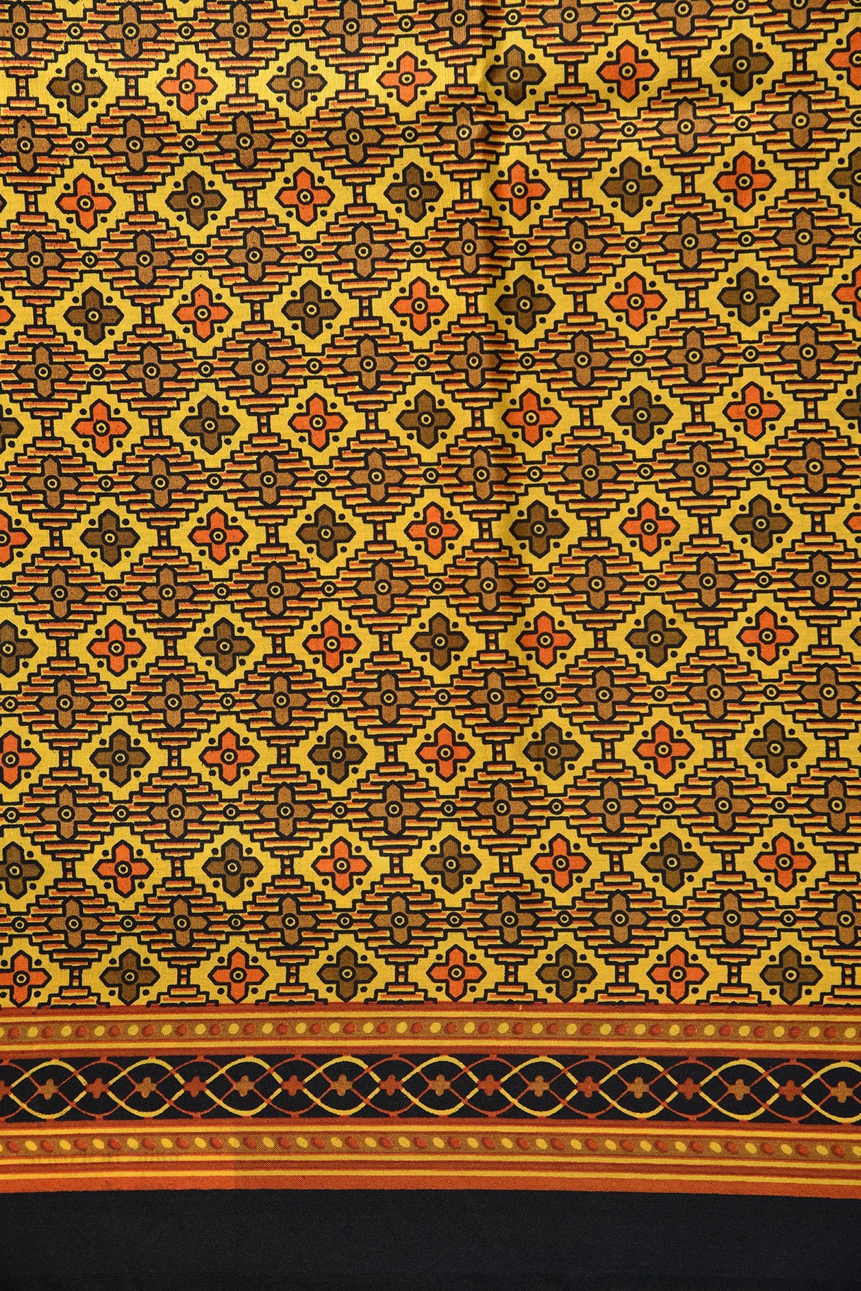 Geometric Floral Motif Multicolor Printed Silk Saree