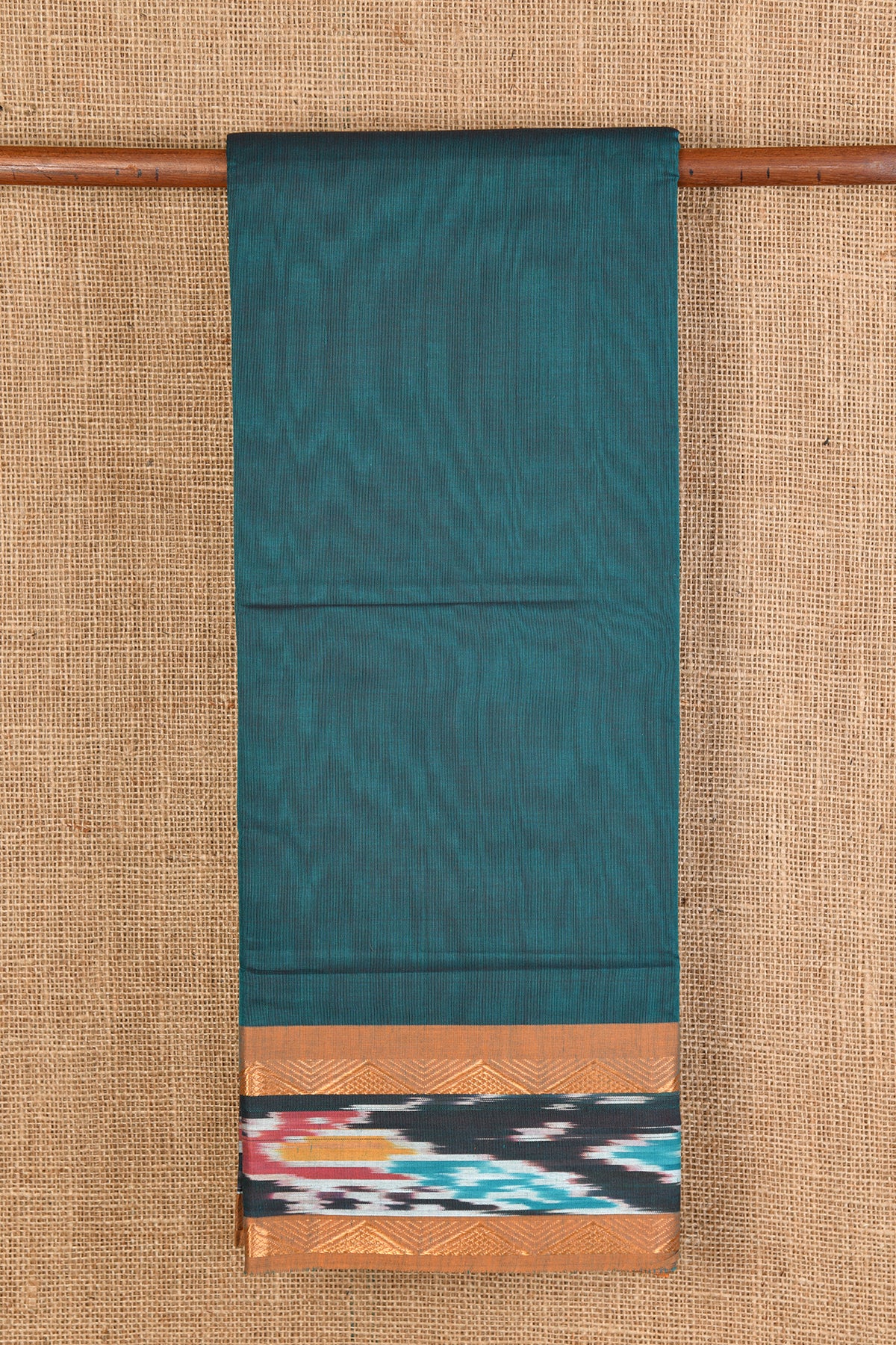Ikat Border Design Turquoise Blue Venkatagiri Cotton Saree