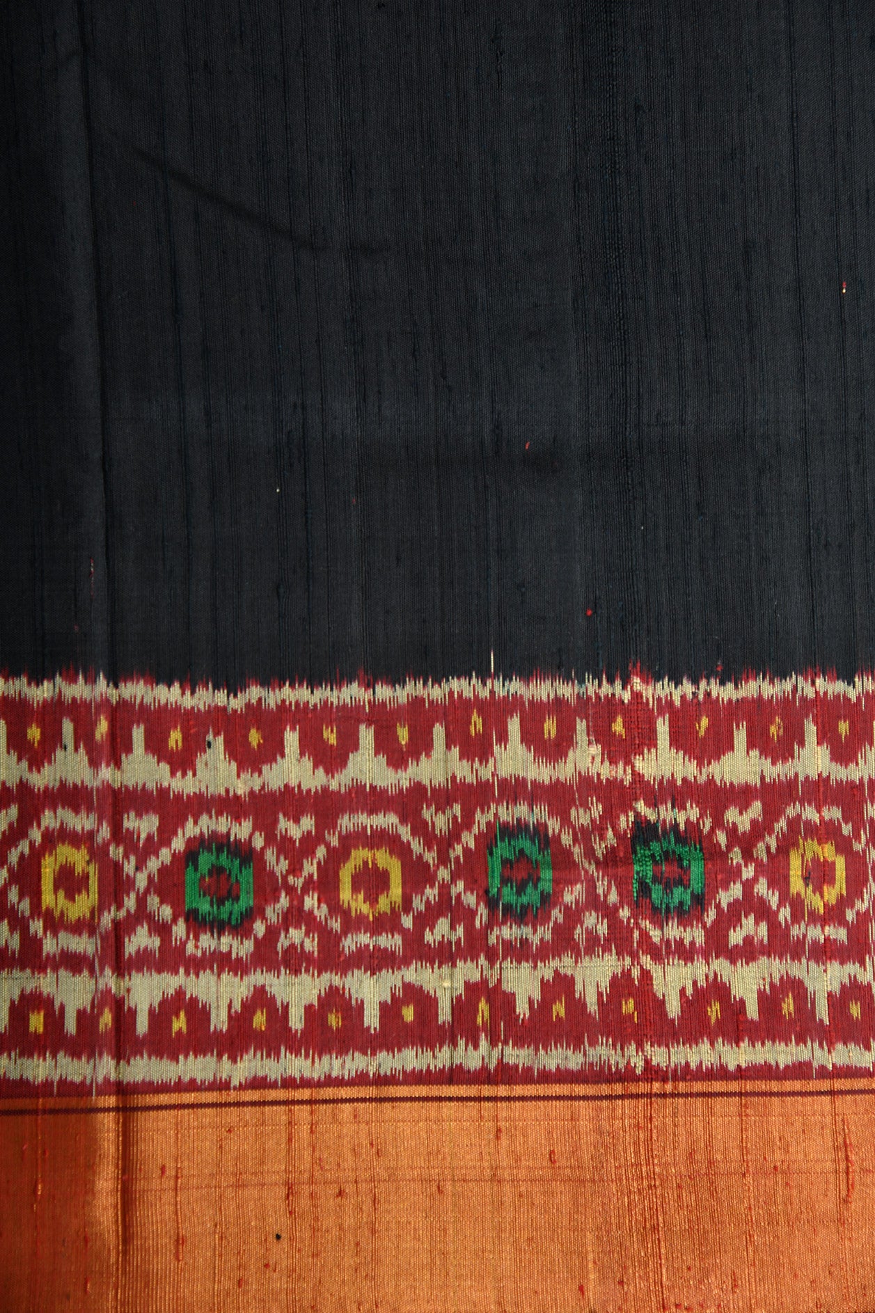 Ikat Design Black Raw Silk Weave Patola Silk Saree